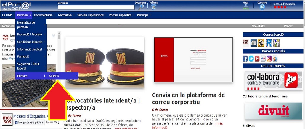 Després de 12 anys d’existència, la Direcció General de la Policia posa un enllaç a la nostra web al portal web intern de mossos d’esquadra